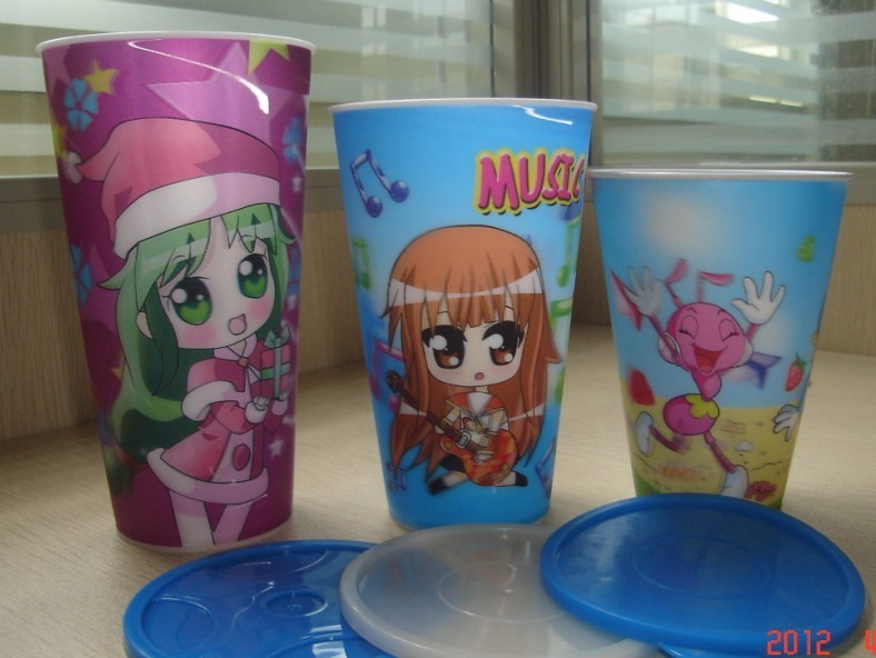 PLASTIC LENTICULAR 3d lenticular cups plastic flip effect lenticular mugs printing lenticular molded cup for promotion