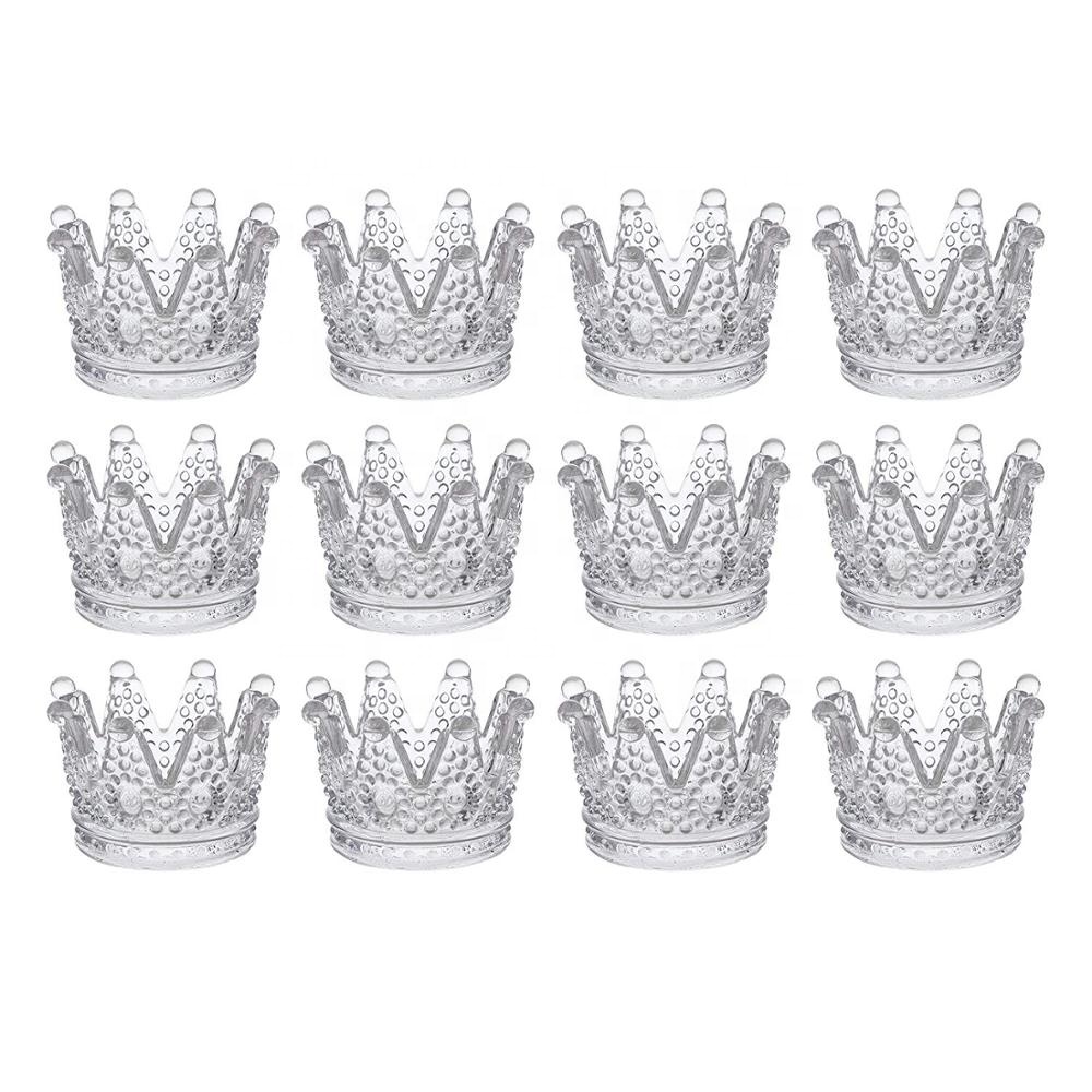 Romantic Crown Tea Light Mini Votive Candle Holders , Glass Cylinder Candle Holders For Party