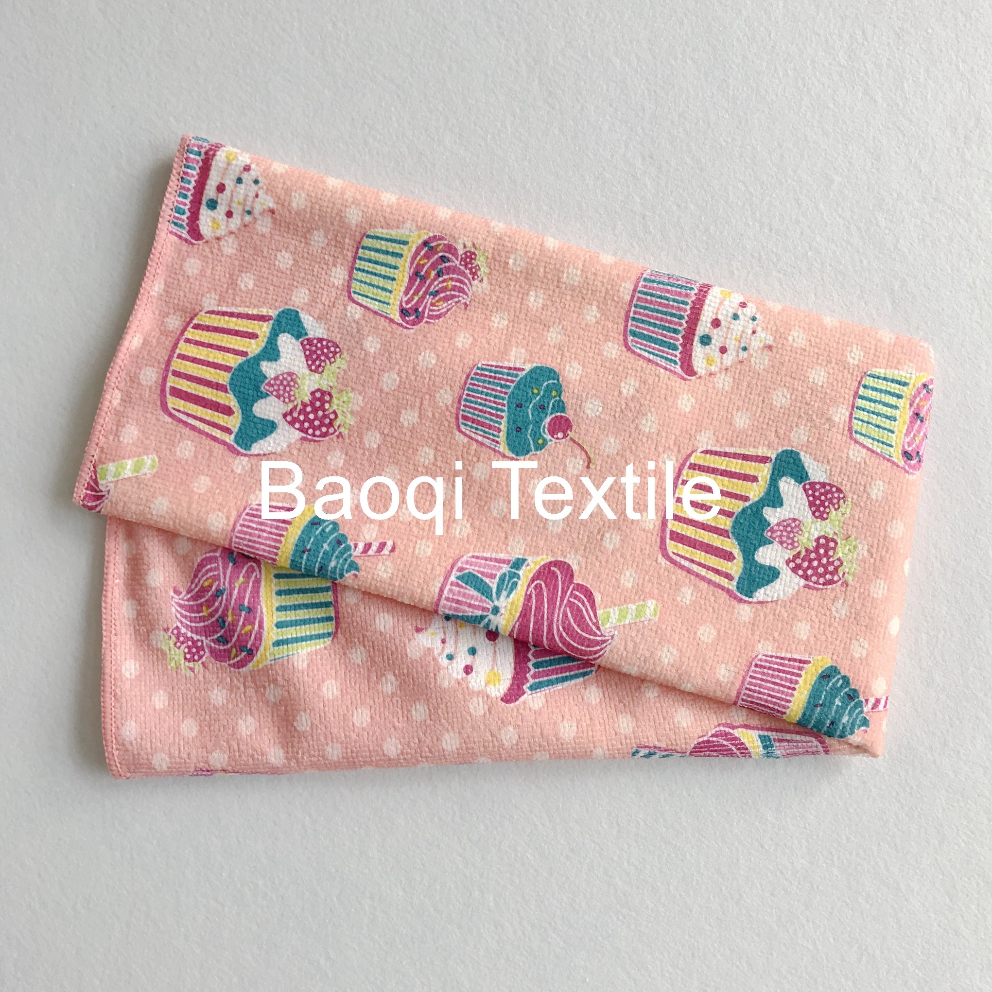 Chinese single side printed 100% poly kitchen wipes，,microfiber cake towels kitchen cleaning rags size 40cm*60cm