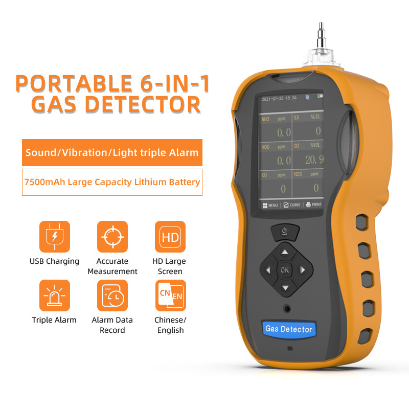 Multi Toxic Ex Gases Handheld Gas Analyzer VOCs Pump Suction Monitoring IP66
