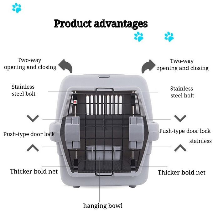 PP Plastic Dog Cat Transport Cage OEM ODM Travel Carrier With Skylight