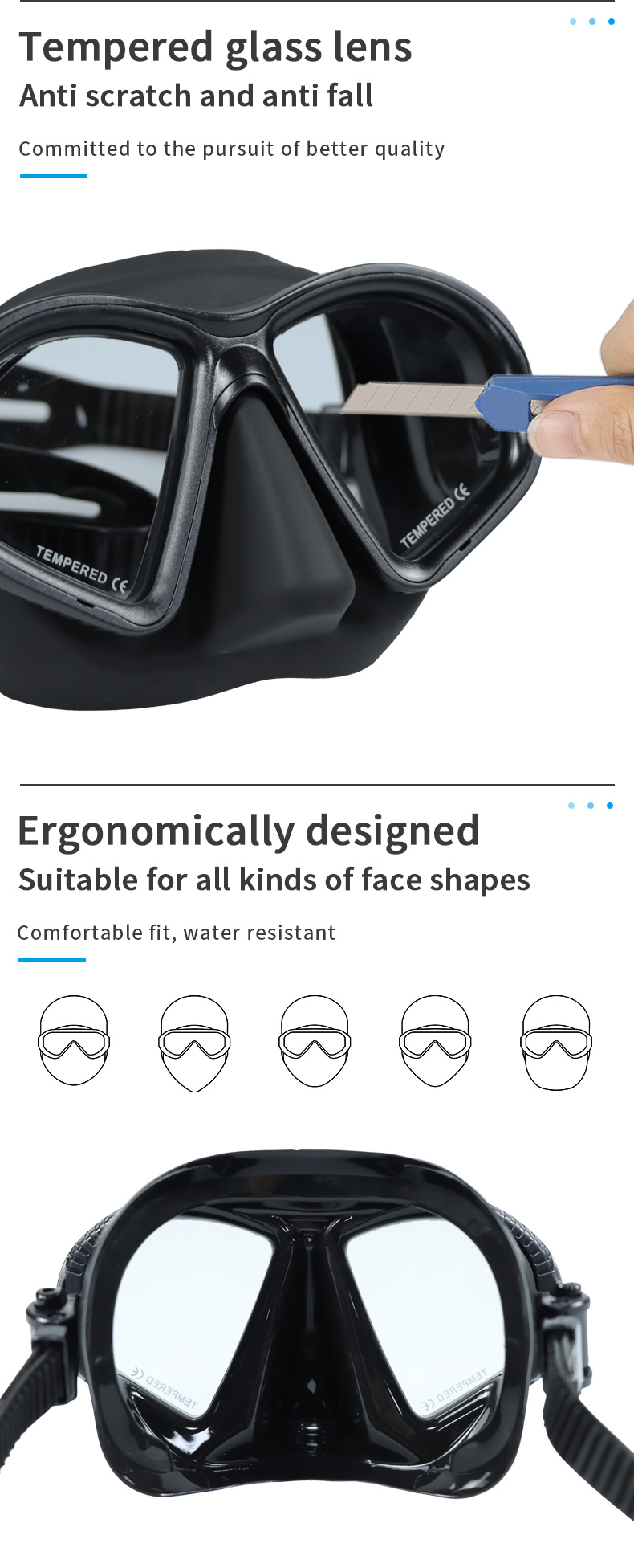 85cc Spearfishing Freediving Goggles Tempered Glass Diving Mask Defogging