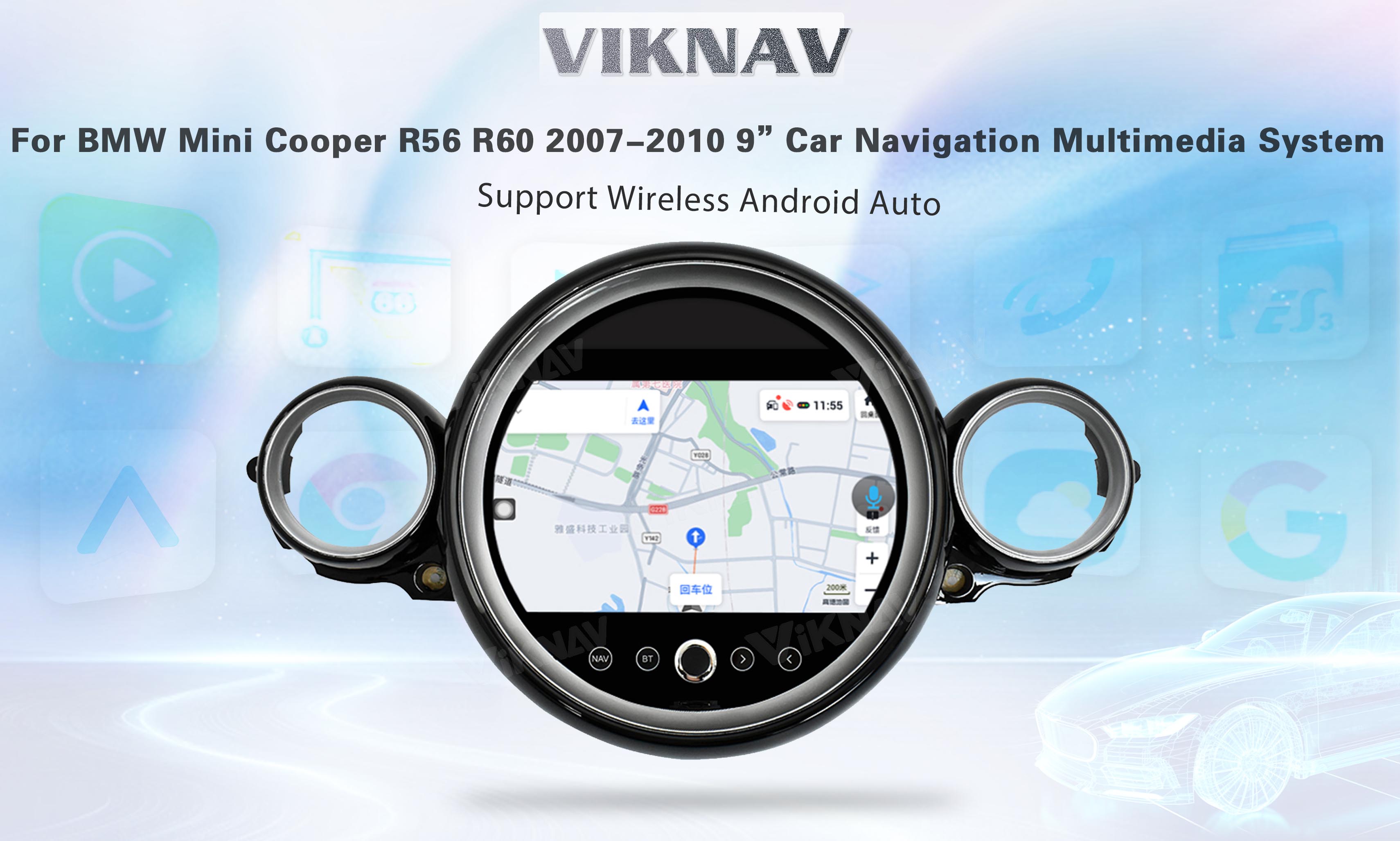 9 Inch Double Din CD Player bluetooth car stereo system For BMW Mini Cooper R56 R60 2007-2010