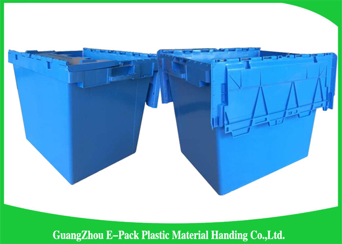 Nesting Logistic Heavy Duty Storage Boxes , Plastic Storage Bins With Hinged Lids