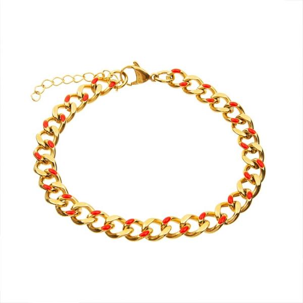 Punk Style Enamel Color Stainless Steel Charm Bracelets 18K Gold Plated