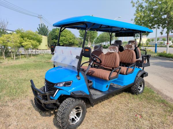Blue Six-Seater Electric Off-Road Luxury Golf Cart Lithium Battery Equipped With