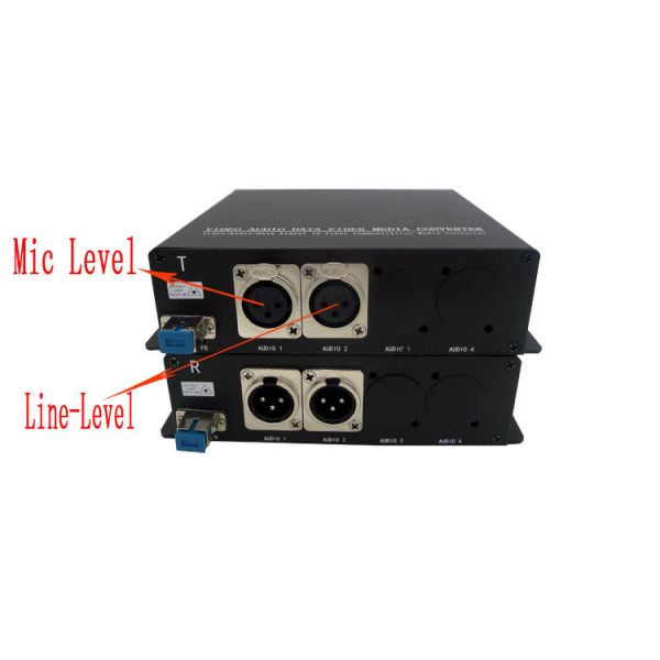 1 channel Micphone audio with 1 channels Banlanced line-level audio over fiber