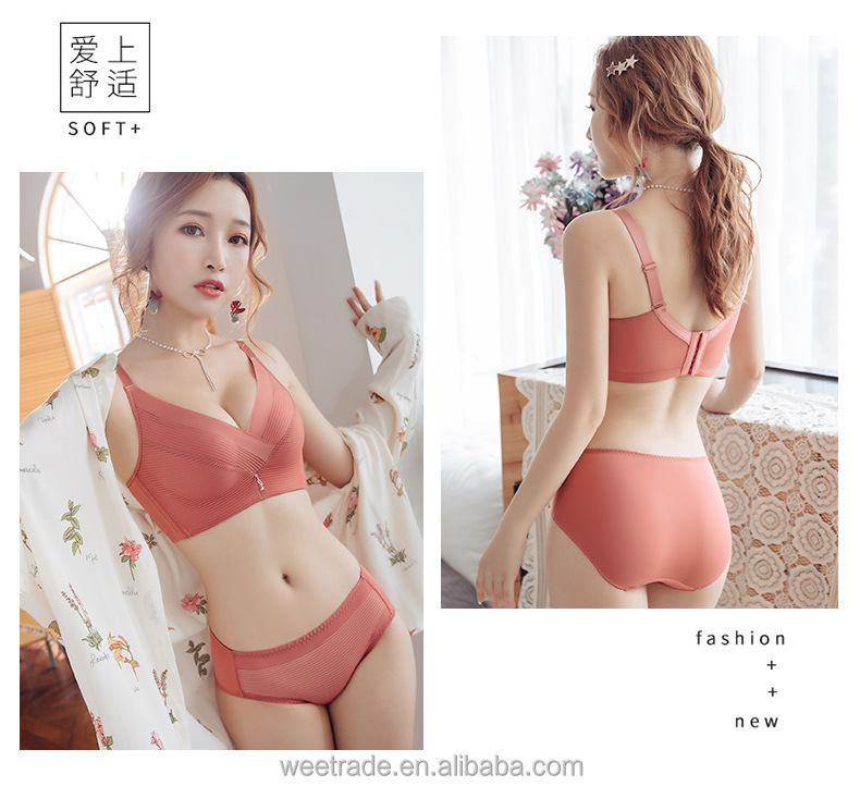 Cross mesh breathable seamless underwear push up bra plus size lingerie for ladies