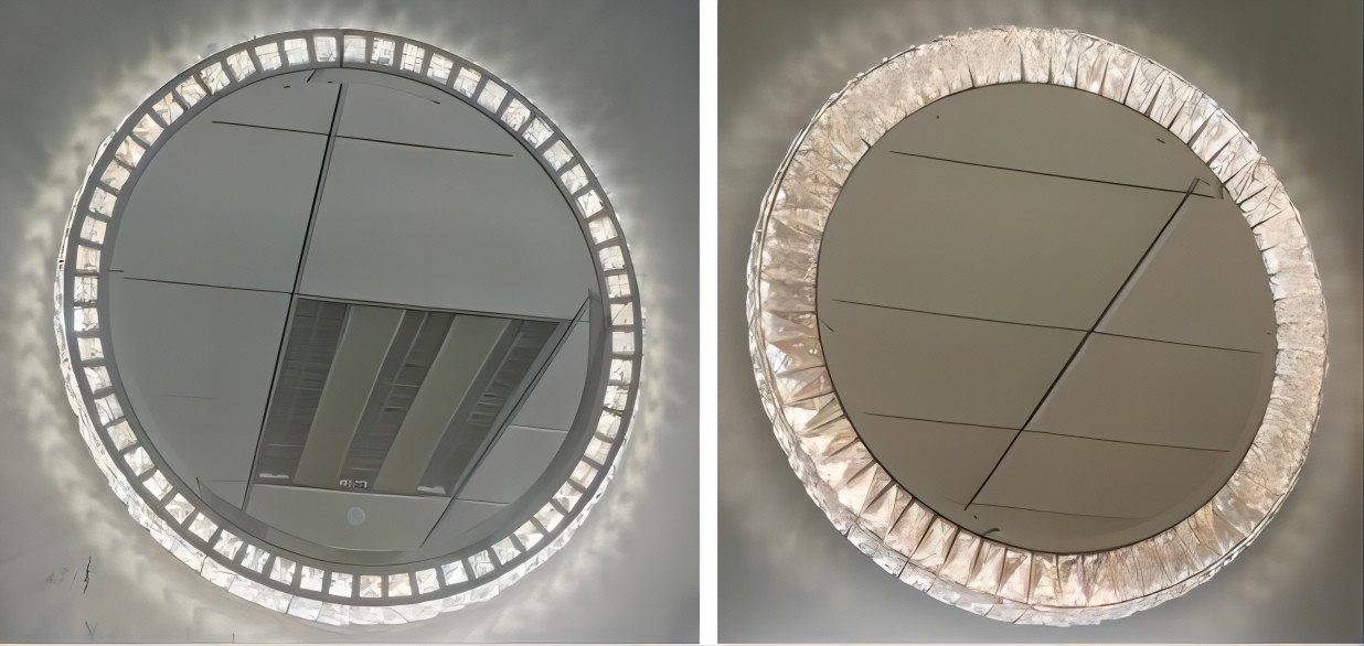 Stainless Steel LED Crystal Effect Mirror Crystal Vanity Mirror With Lights