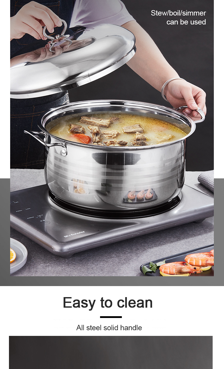 Multifunction Large Capacity Kitchen Cookware Pot 3 Pieces Stainless Steel Ollas Soup Pot Set Cookware Set