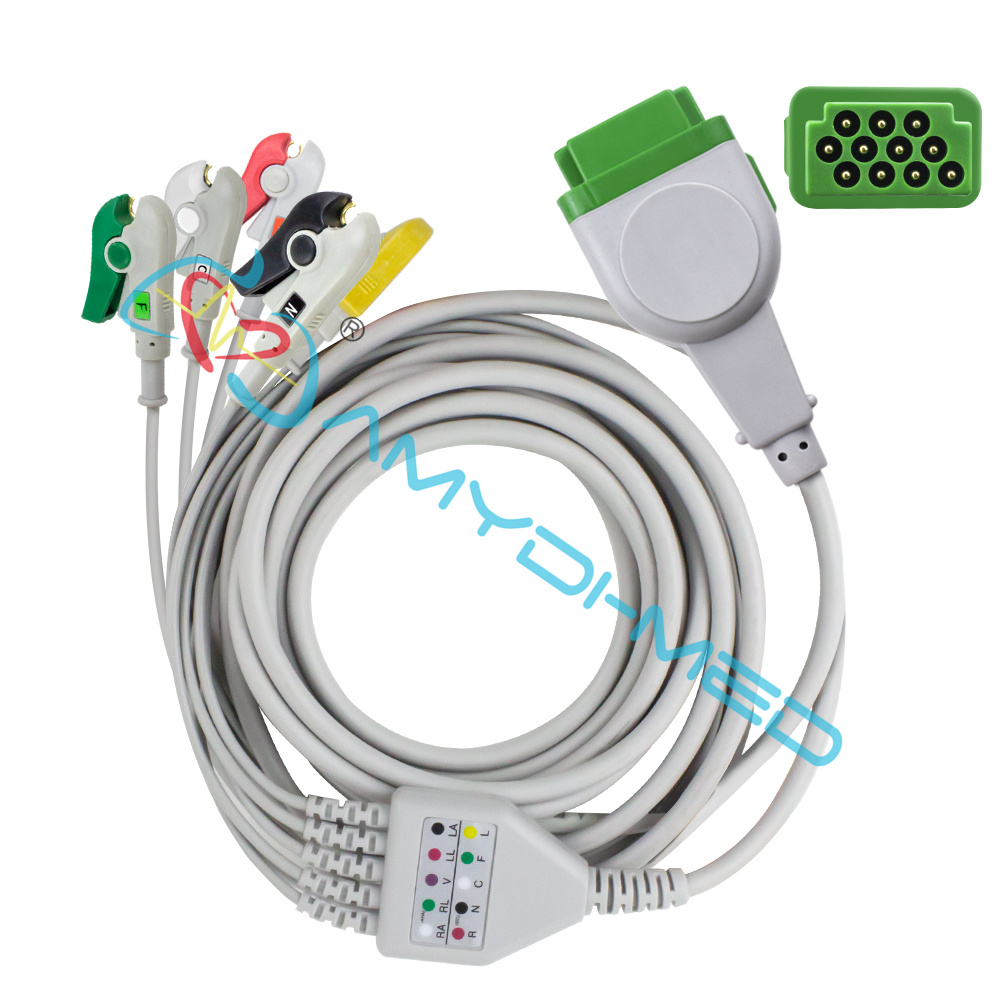 11P 5 Leads ECG Cable With Leadwire GE-MARQUETTE Solar 8000 Dash1 000 TPU