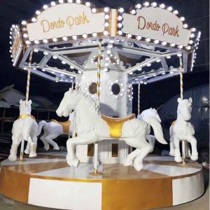 Custom Horse Carousel Ride , Carousel Kiddie Ride Adjustable Speed