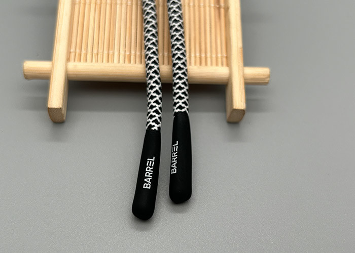 Round Customized 5mm Drawstring Cord With Silicone End And Printed Logo