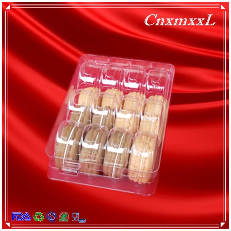 Square Folding Plastic Macaron Packaging 12 Pack Macaron Blister Tray