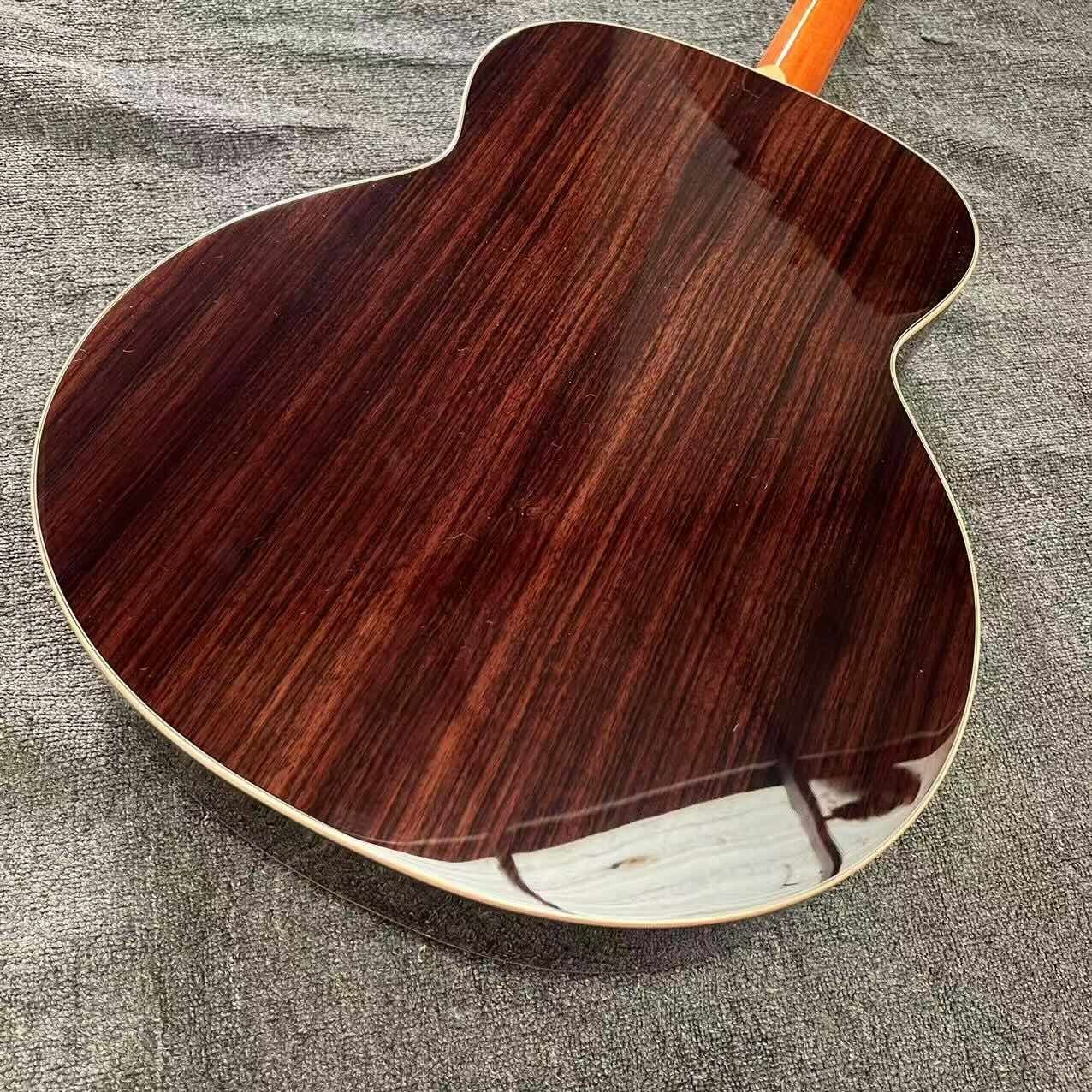Custom Taylor Style 818 Body Deep Sunburst Solid Rosewood Back Side Acoustic Guitar X Bracing Bone Nut