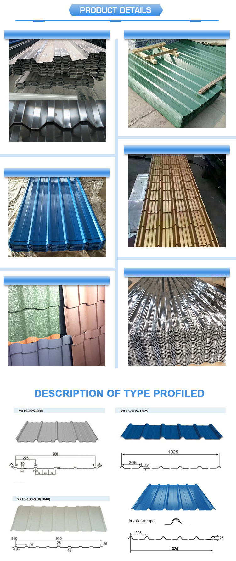 17mm Pre Painted Corrugated Roofing Sheet 20mic Zinc Coated Sheet Metal
