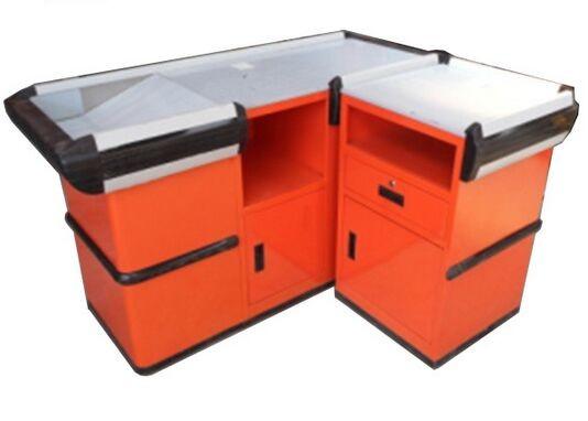 Metallic And Steel Supermarket Checkout Counter / Custom Cash Register Table