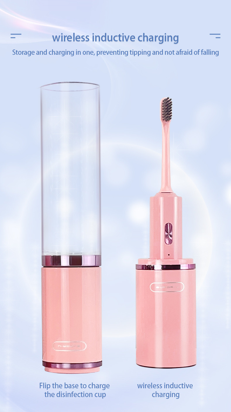 Disinfection and Mouthwash 2-in-1 Cup Wireless Charging Portable Travel Vibration Sonic Electric toothbrush