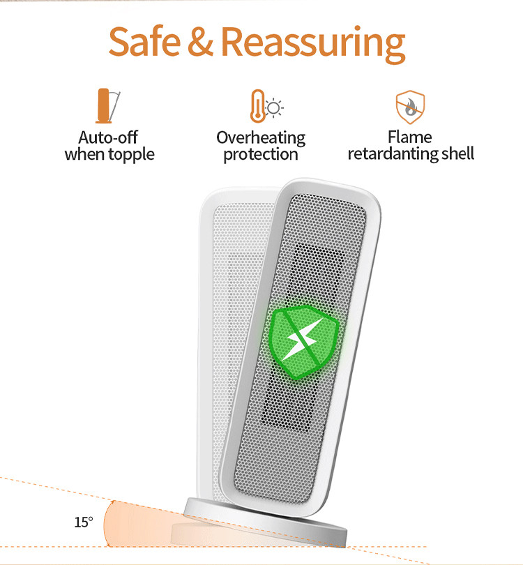 IP44 Ceramic PTC Heating Desktop Heater Fan With Over Heating Falling Protection