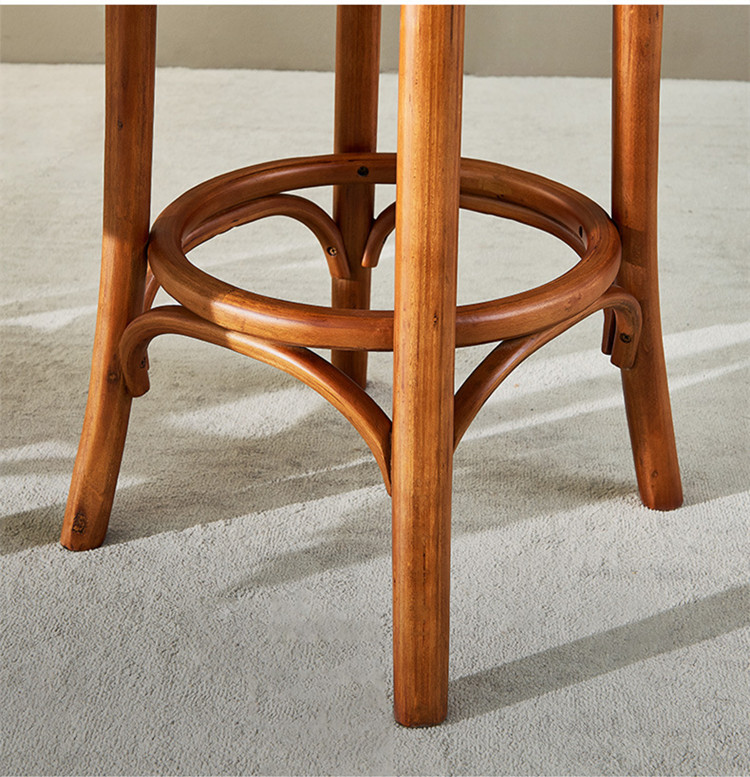27.95" Classic Cafe Bar Stool Kitchen Rattan Breakfast Wooden Small Step Foot