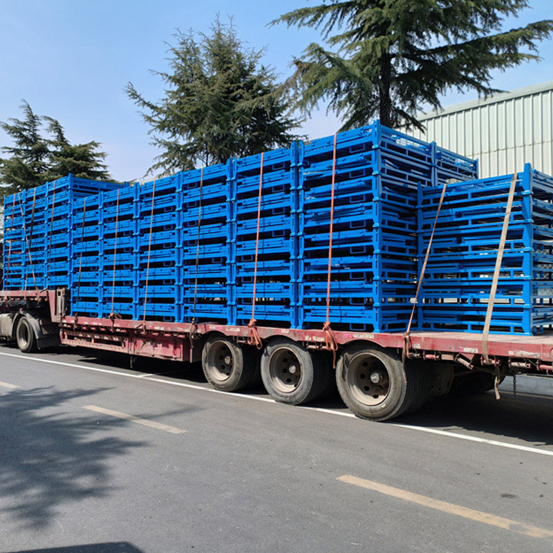 Heavy Duty Collapsible Folding Stackable Metal Pallet Box Warehouse Storage Cage