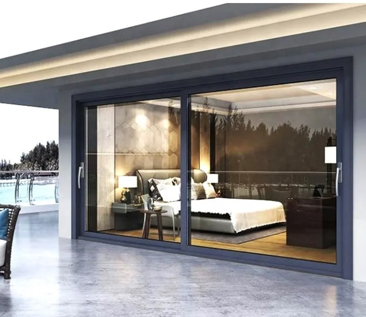 Modern Design Powder Coated Aluminium Frame Patio Door Aluminum Double Glass Sliding Door