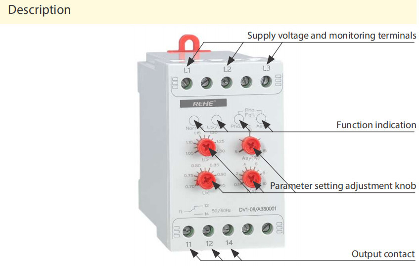 DV1-07 AC/DC Supply Voltage Three Phase Relay Voltage Monitoring Device