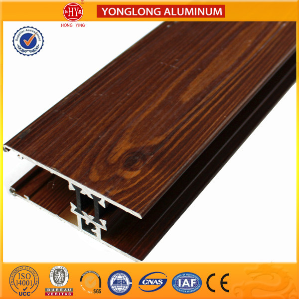 Wood Grain Powder Coating Aluminium Profiles Fire Prevention Customize Length