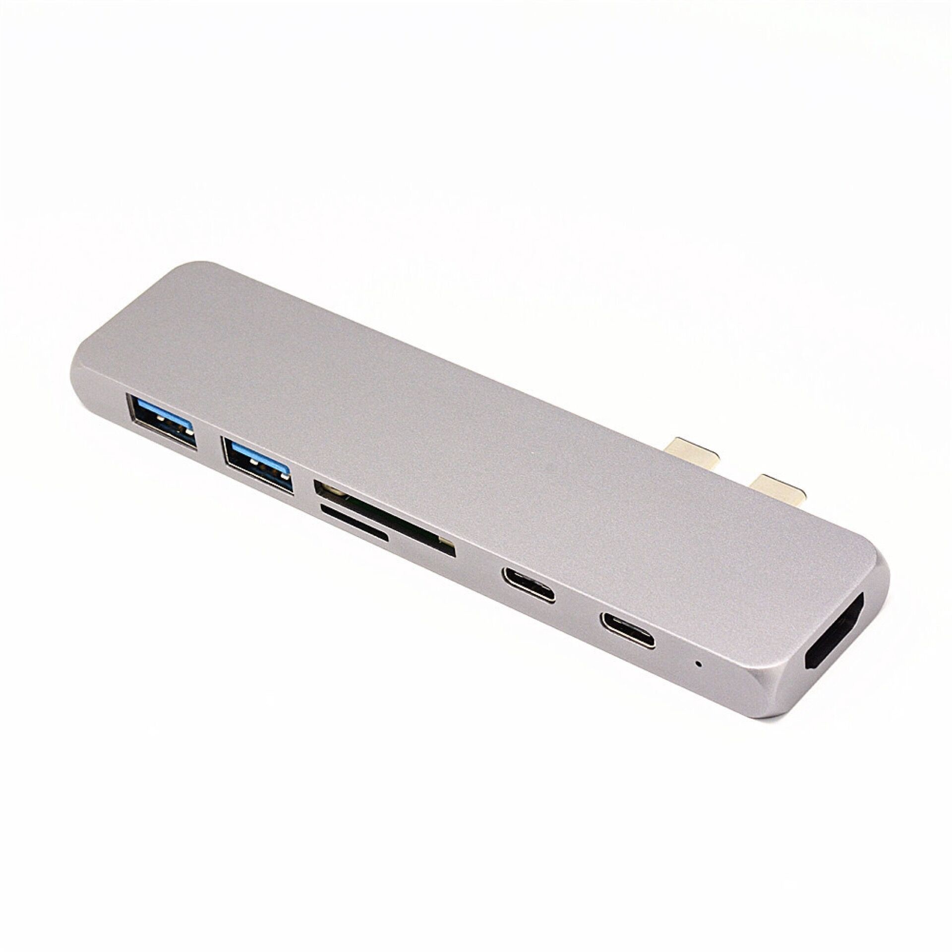 Multifunction aluminium thunderbolt 3 dual usb c to 7 in 1 combo type c interface usb-c hub for Apple