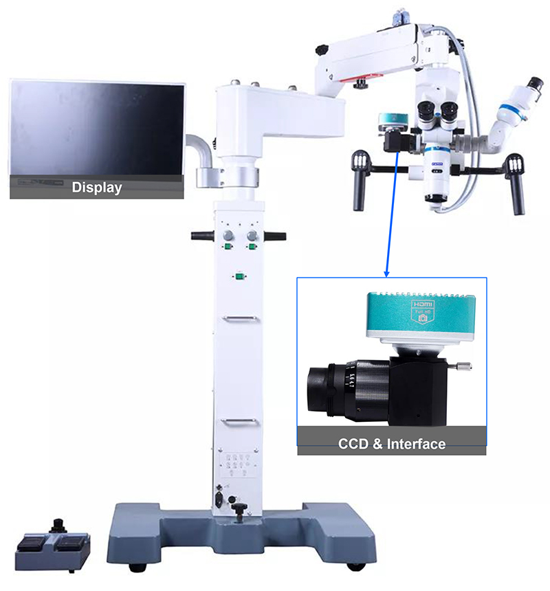 Dual Head Neurosurgery Operating Microscope Motor Zoom 3x-16x 8 Function Foot Handle A41.1950