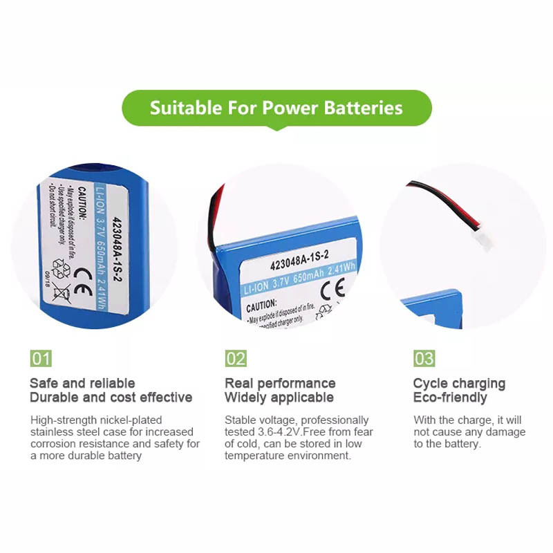 3.7V 650mAH 423048 Rechargeable Lipo Battery Constant Current 1C