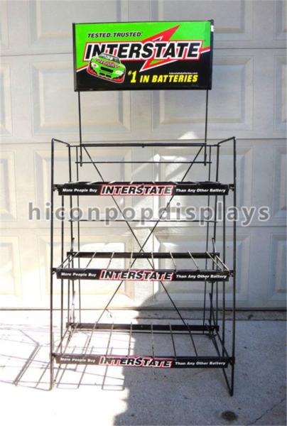Car Accessories Retail Store Fixtures Metal Wire Battery Display Rack Floor
