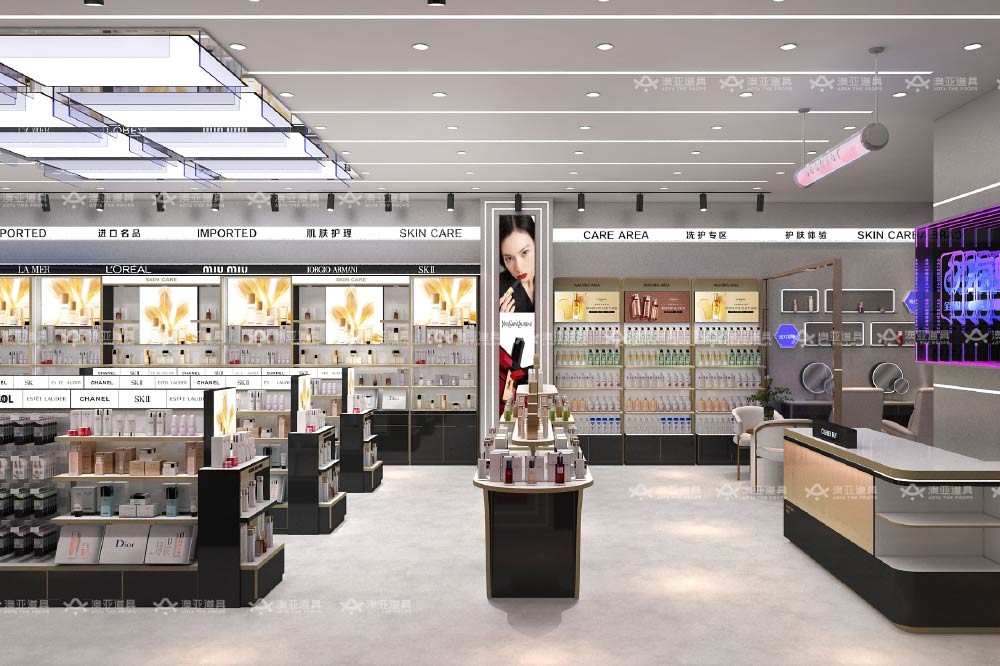 DYaS-VK-5 Skincare Display Cabinet with 3mm Acrylic Light Box and Engraved Pattern