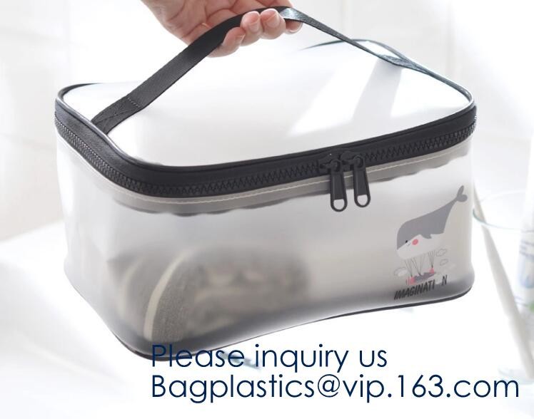Clear Toiletry Makeup Bag, Travel Case, Cosmetic Organizer PVC Plastic w/Handle,Travel Organizer for Women & Man, Polyes