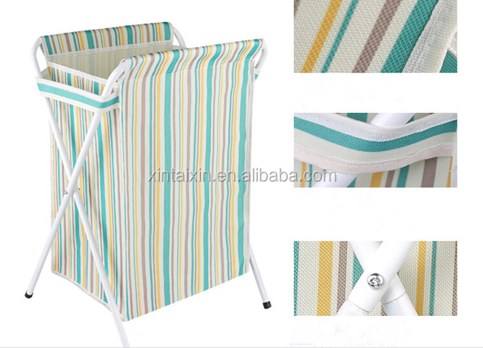 Alu Pipe Polyester Dirty Clothes Basket With Cover Foldable Laundry Hamper