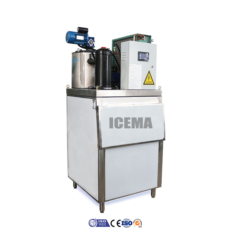 Commercial ICEMA 1T Industrial Flake Ice Machine with 2.1kw Refrigerating Capacity