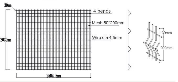 Metal Iron Free Anti Theft V Mesh Security Fence Galvanized 3D Wire Mesh Fence