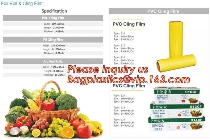 Biodegradable Food Wrap, PE PVC Cling Film, PLA Cling Wrap With Slide Cutter, Alu Foil Roll, Parchment