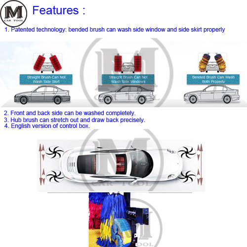 9 Brushes Automatic Car Washing Machine With Drying 6000*3660*2800 Size