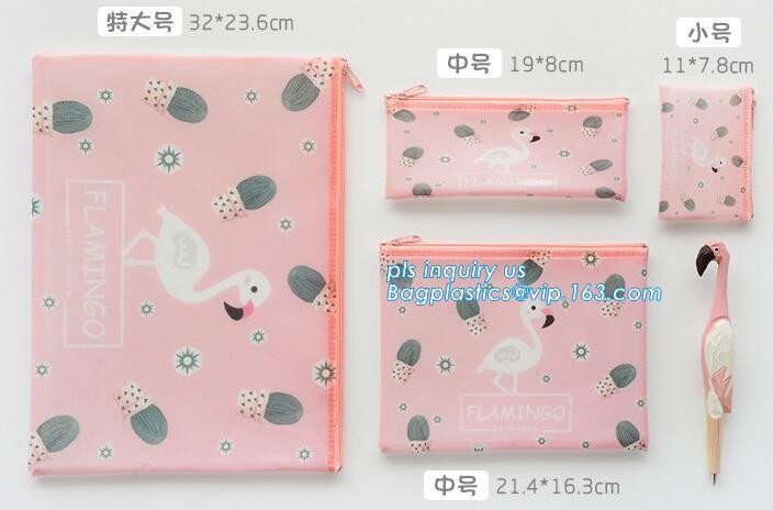 Eco-friendly plastic custom slider zipper PVC stationery bag, k slider zipper closure stationery bag, Slider Zippe
