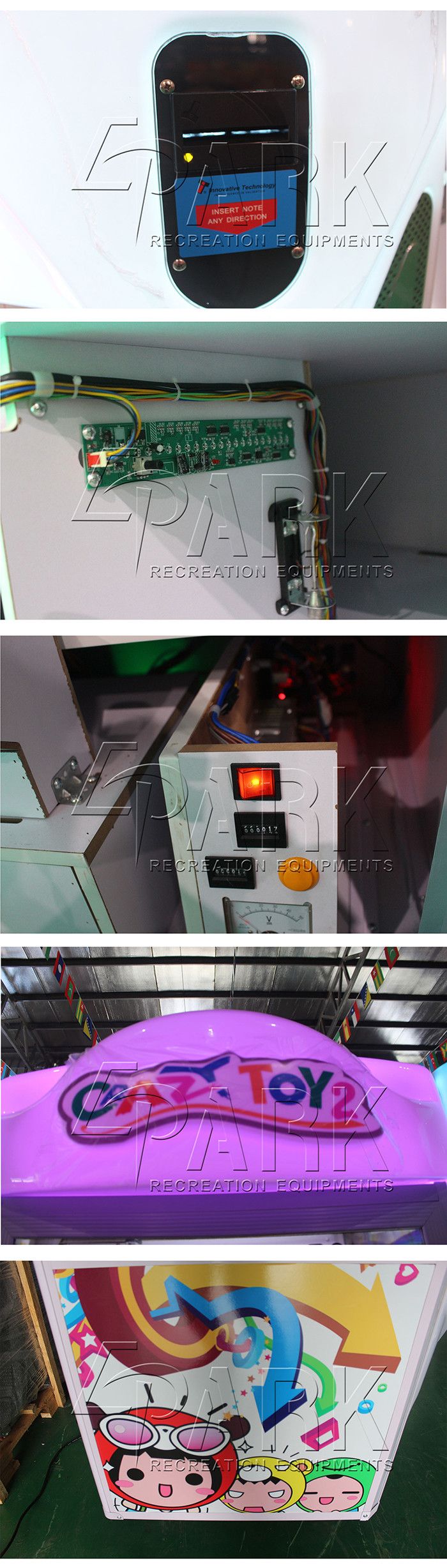 Cinema LED Supported Claw Crane Machine With Metal Cabinet