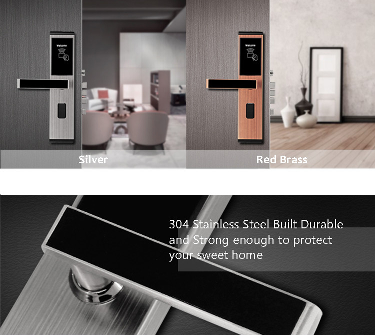 RFID Smart Key Card Lock Stainless Steel Long Battery Life Span For Apartment