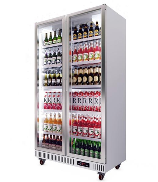 Vertical Commercial Glass Door Freezer Fan Cooling Display Fridge For Beer