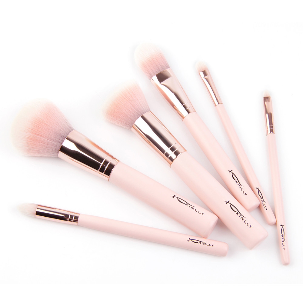 Plastic Taklon Synthetic 7pcs Complete Makeup Brush Set