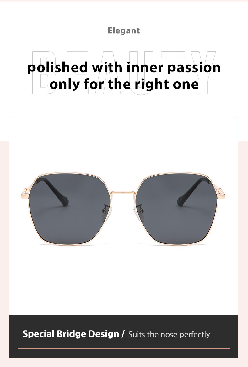 Oversized Metal Frame Sunglasses CE , Square Women'S Polarized Sunglasses