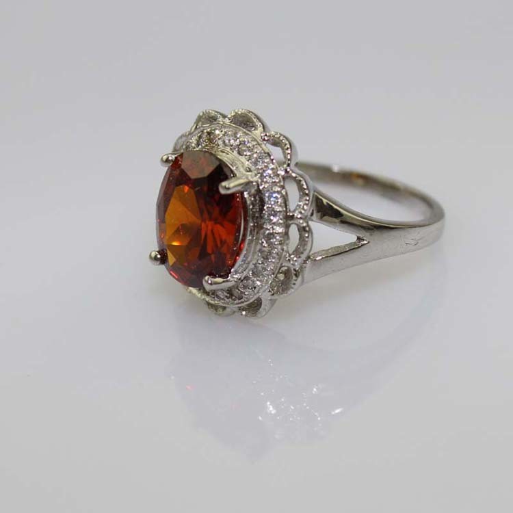 Fashion Jewelry 8mmx10mm Oval Cut Pink Cubic Zircon 925 Silver Ring(R19)