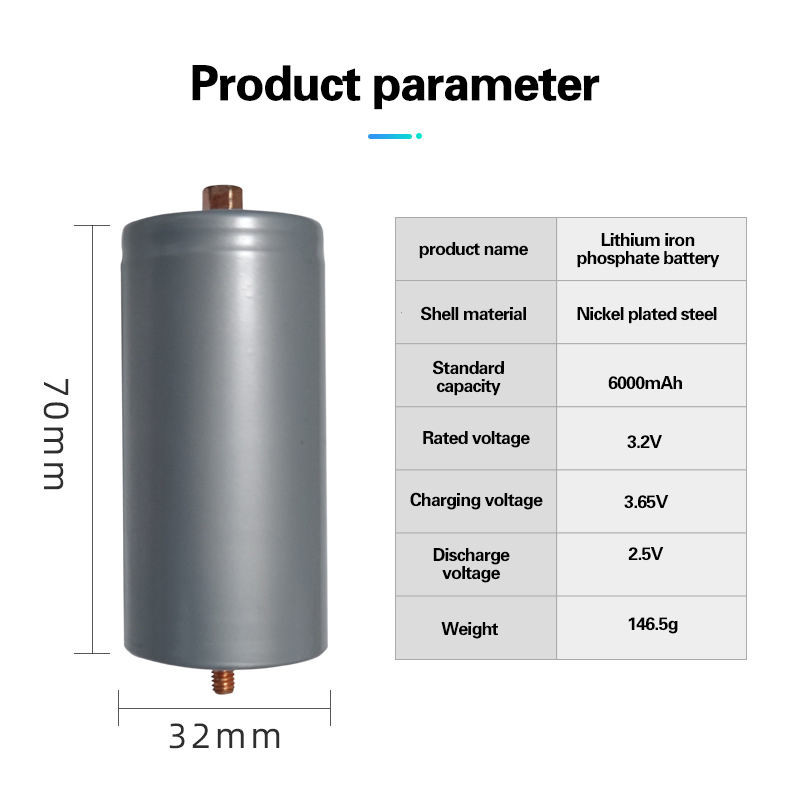 LiFePO4 Lithium Battery Rechargeable Deep Cycle Lithium Iron Phosphate Batteries 3.2V 6000mAh 32700 Battery Cells