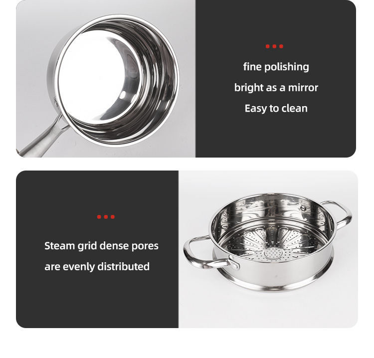 Hot Selling Cookware Set Kitchen Cookware 304 Stainless Steel Double Layer Soup Steamer Pot Ollas Cooking Pot Set