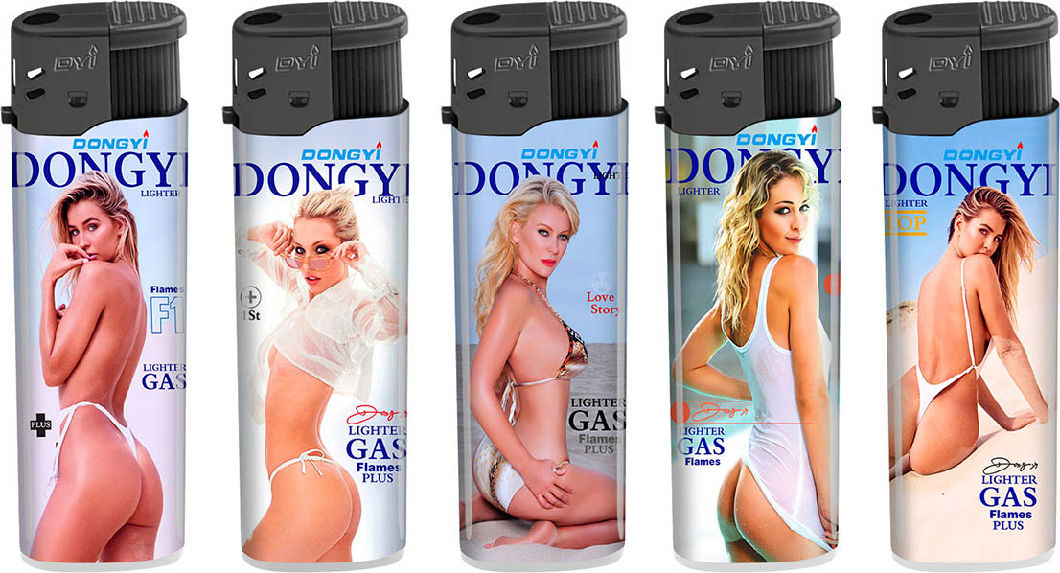 Five Label Design Electronic Disposable Refillable Gas Lighter for Cigarette Gift Nickel Wind Cap with Customer Brand