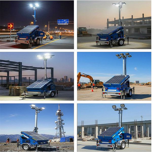 Cheap Affordable Solar Light Tower Large Scale Infrastructure Projects Mobile Solar Light Tower